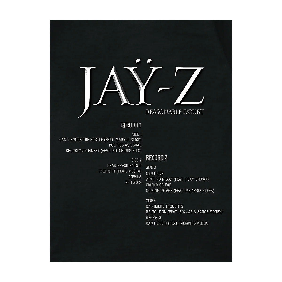 JAŸ-Z: Reasonable Doubt - Poster